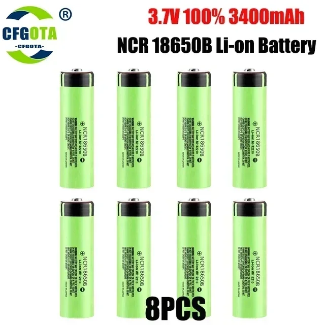 NCR18650 3400mAh Battery Ncr18650b 34B 3.7V 18650 3400mah Toy batteries Rechargeable Lithium Battery Flashlight 18650 Battery: Beige