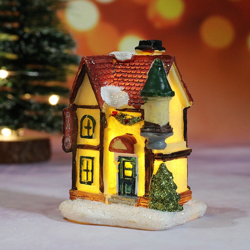 Julbelysning harts miniatyr husmöbler ledde hus dekorera julbelysning fest 03: H