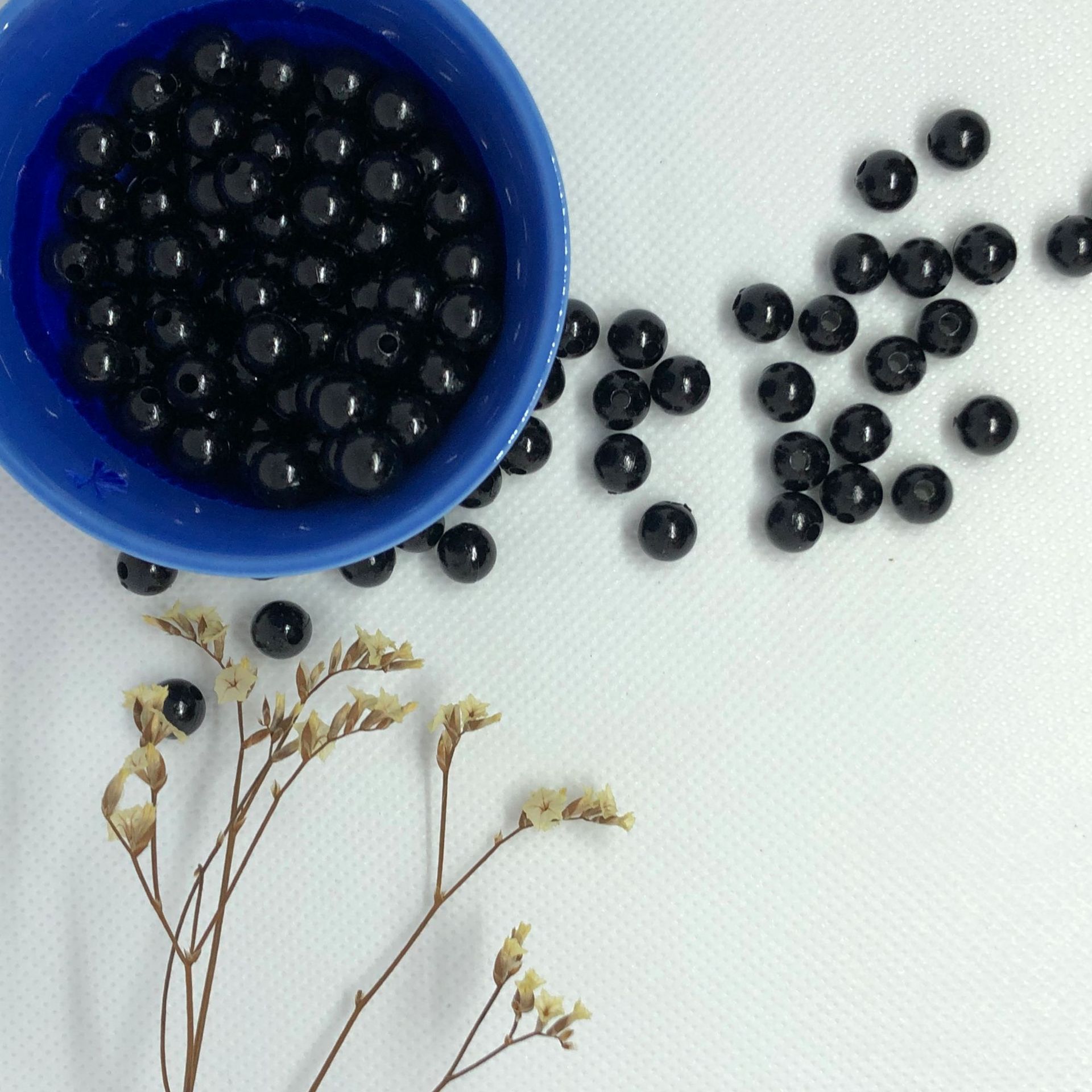 Tachuelas con forma de perlas blancas y negras de 6mm de 100 Uds. Con cabeza redonda y tachuelas acrílicas para vestidos de boda, pantalones, sombreros, zapatos, adornos para manualidades: 100Pcs 6mm Black
