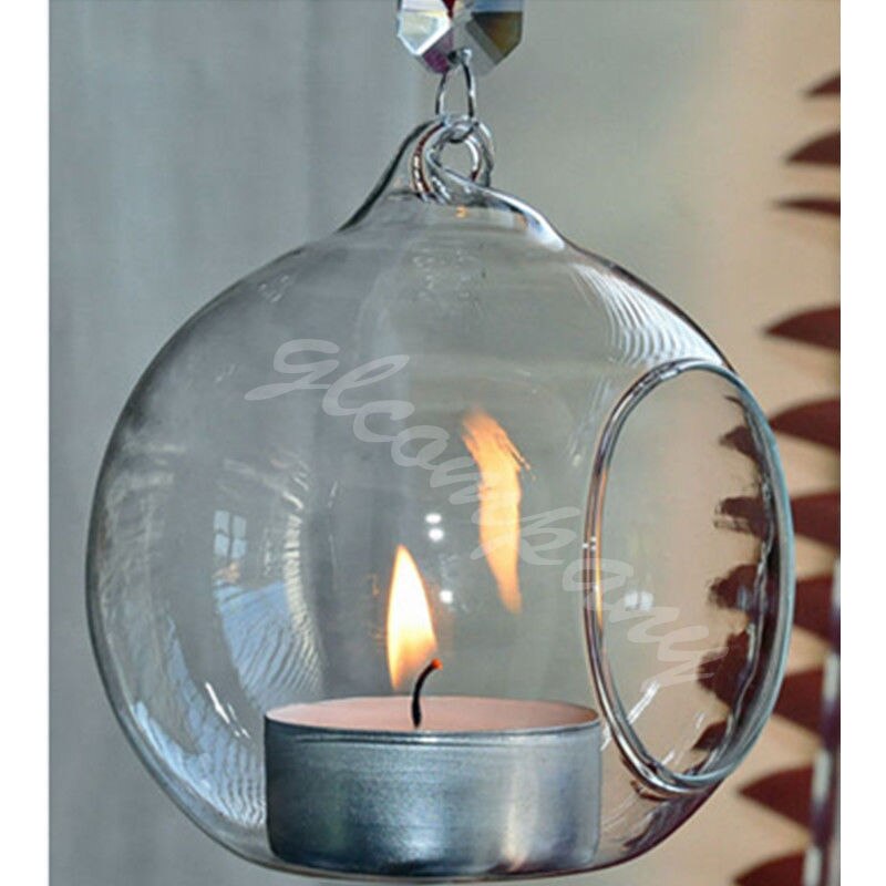 Romantic Angel Glass Crystal Hanging Tea Light Candle Holder Home Party Wedding Decor Fashionable Candlestick: 12CM
