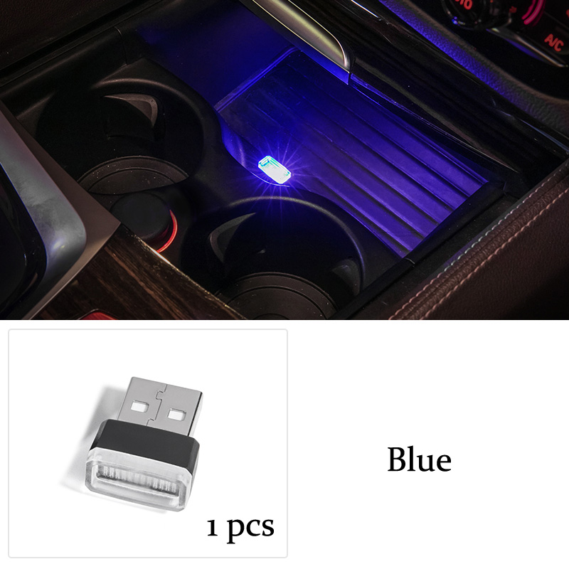 Porte-gobelet décoratif de voiture, boîte de rangement, lumière USB, pour Mercedes Benz GLC A B C E classe W205 coupé W213 W176 W246 GLE GLS GL: Blue