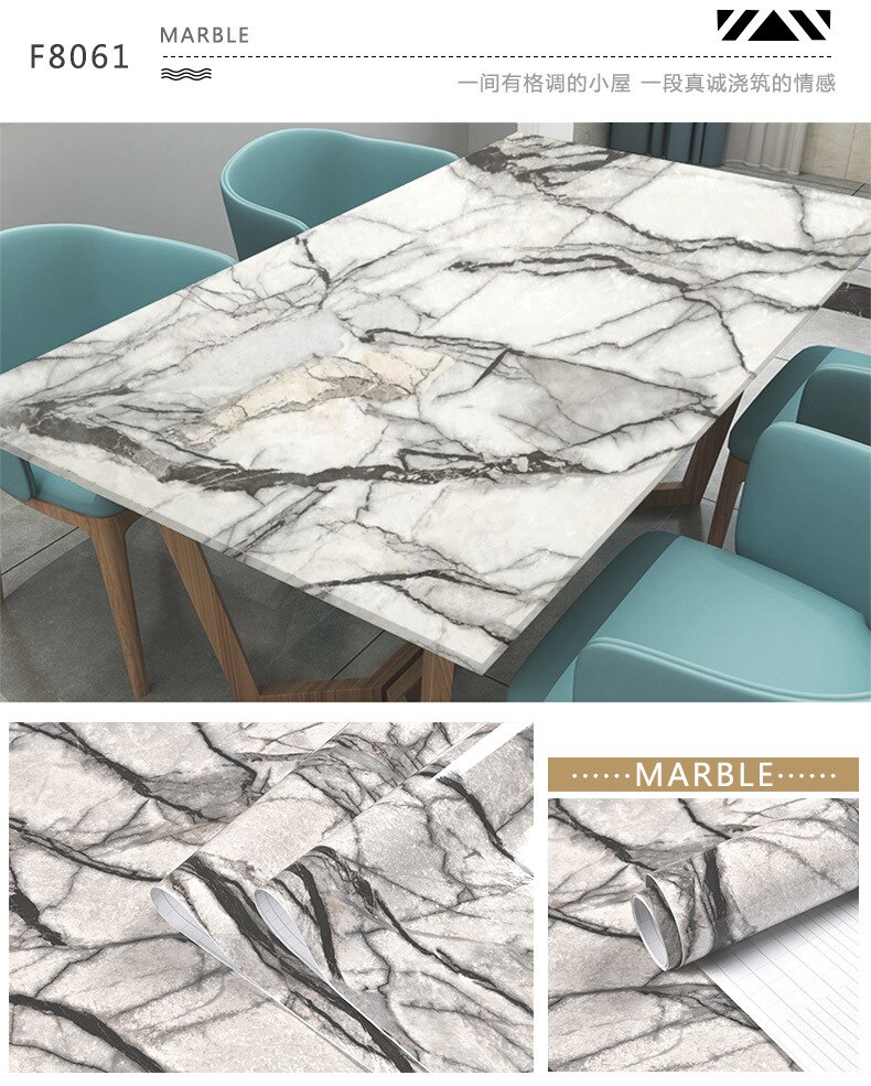 Moderne woonkamer meubels bureaublad waterdicht marmer behang vinyl zelfklevend contactpapier effen kleur woondecoratie: F8061