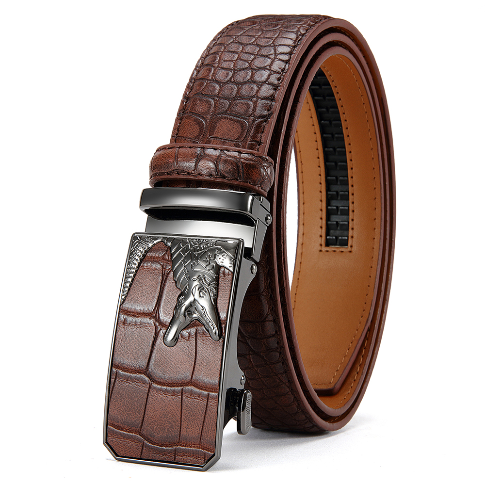 Cinto de couro PU masculino moda fivela automática cinto para negócios populares cinto masculino de alta qualidade: Preto / 125 cm