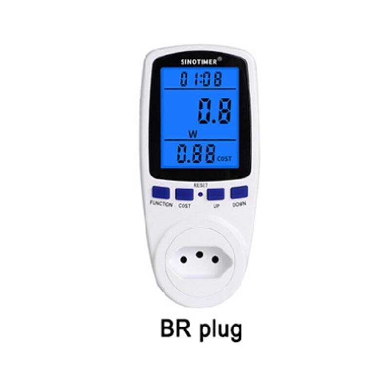 Power Meter Plug LCD Display 7 Display Mode Wattmeter Energy Consumption Monitor: Gold