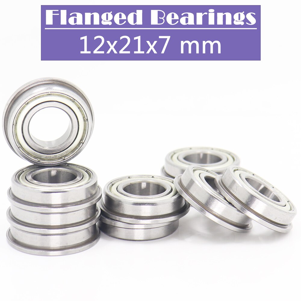 F63801ZZ Flange Bearing 12*21*7 mm ( 10 PCS ) Double Shielded Deep Groove Flanged F63801 Z ZZ Ball Bearings F63801Z