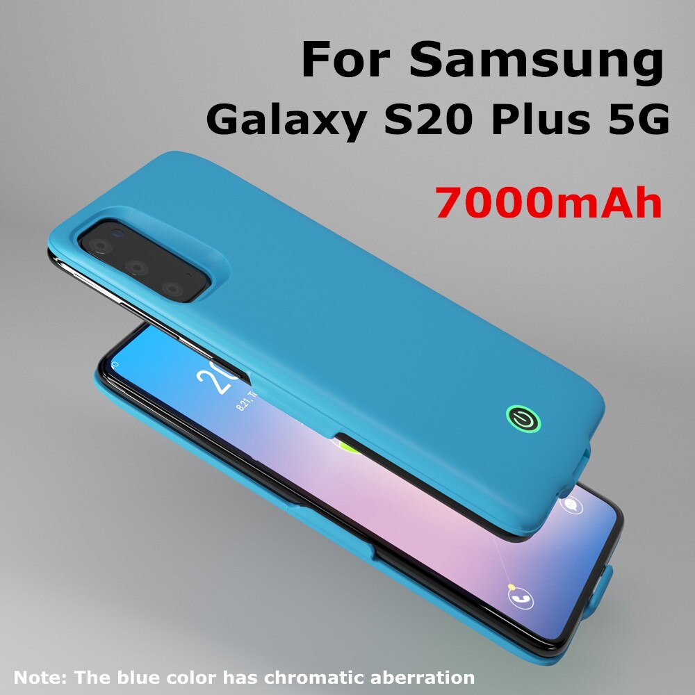Zkfys powerbank deksel til samsung galakse  s20 ultra 5g batteriladeretuier 7000 mah powerbank ladeveske til samsung  s20 Plus: S20 pluss blå
