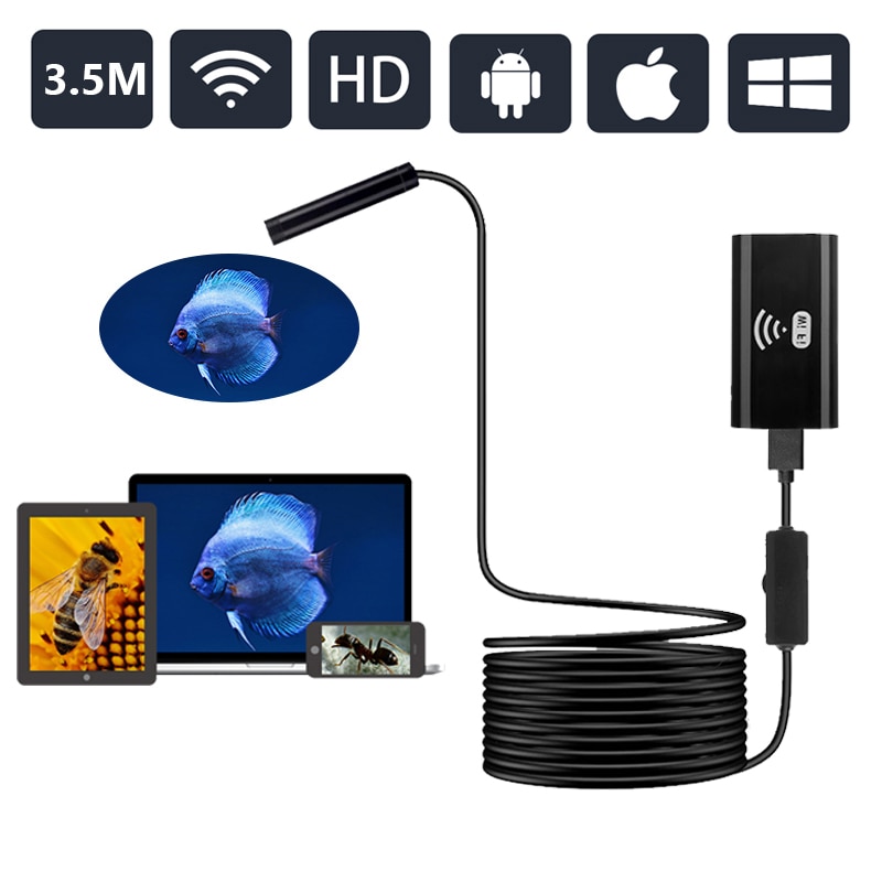 Wifi Endoscoop Camera Mini Waterdichte Harde Zachte Kabel Inspectie Camera 7Mm 8Mm 3.5M Usb Endoscoop Borescope Voor iphone Android