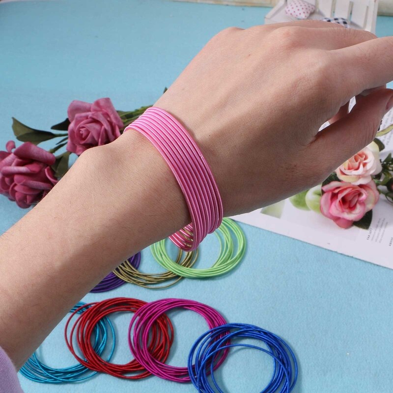 Bracciale 10xString per donna bracciale a spirale in acciaio al carbonio bracciale impilabile a molla colorata per gioielli da donna