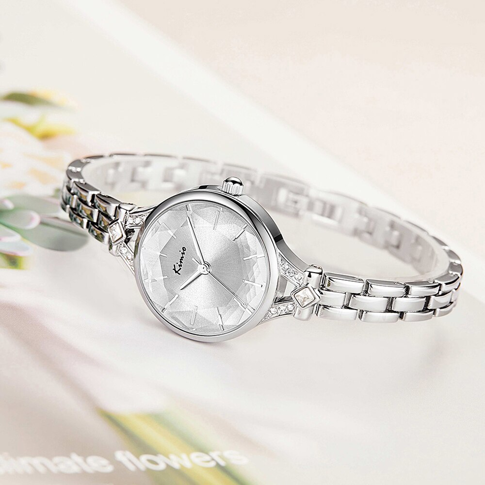 Kimio Frauen Uhren Quarz Armbanduhr Edelstahl Armbinde Uhr exquisit Strass Kleid Uhr Montre Femme