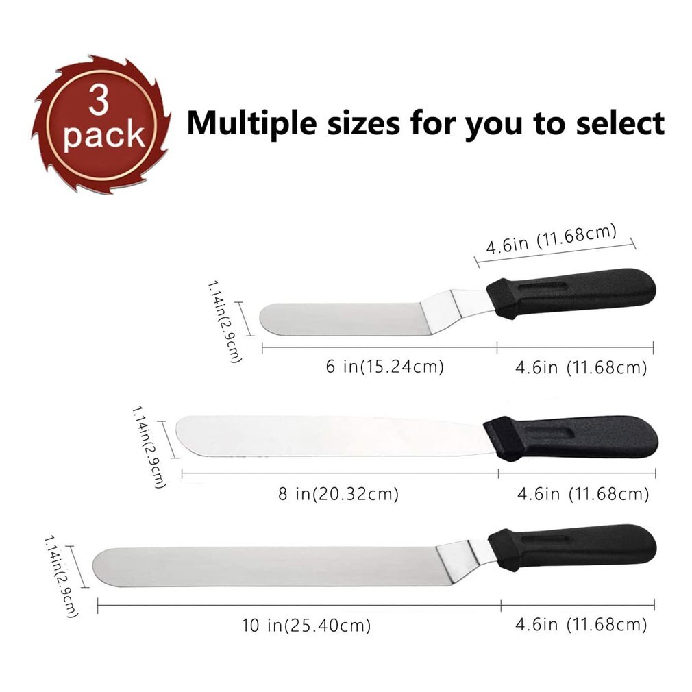 Spatule à glaçage en métal et acier inoxydable, couteau à crème pour gâteau au beurre, décoration de pâtisserie, 3 pièces