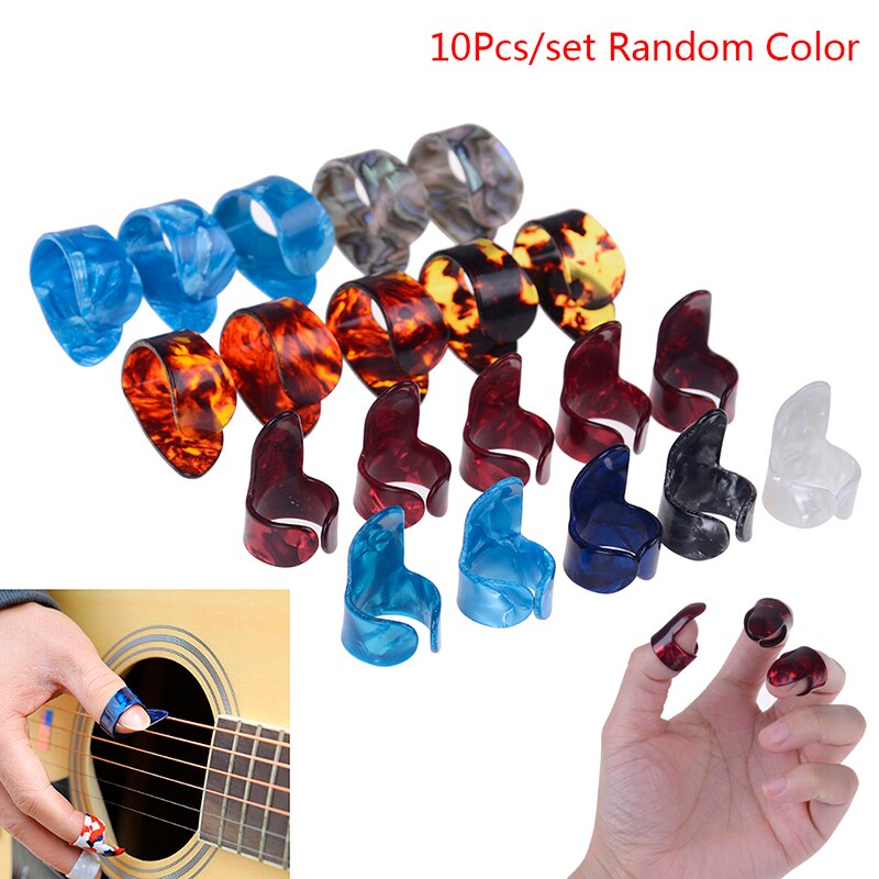 10 Uds. Pulgar para guitarra e índice, mediador de púas, celul, dedo pulgar, accesorios de guitarra de Color aleatorio, oferta