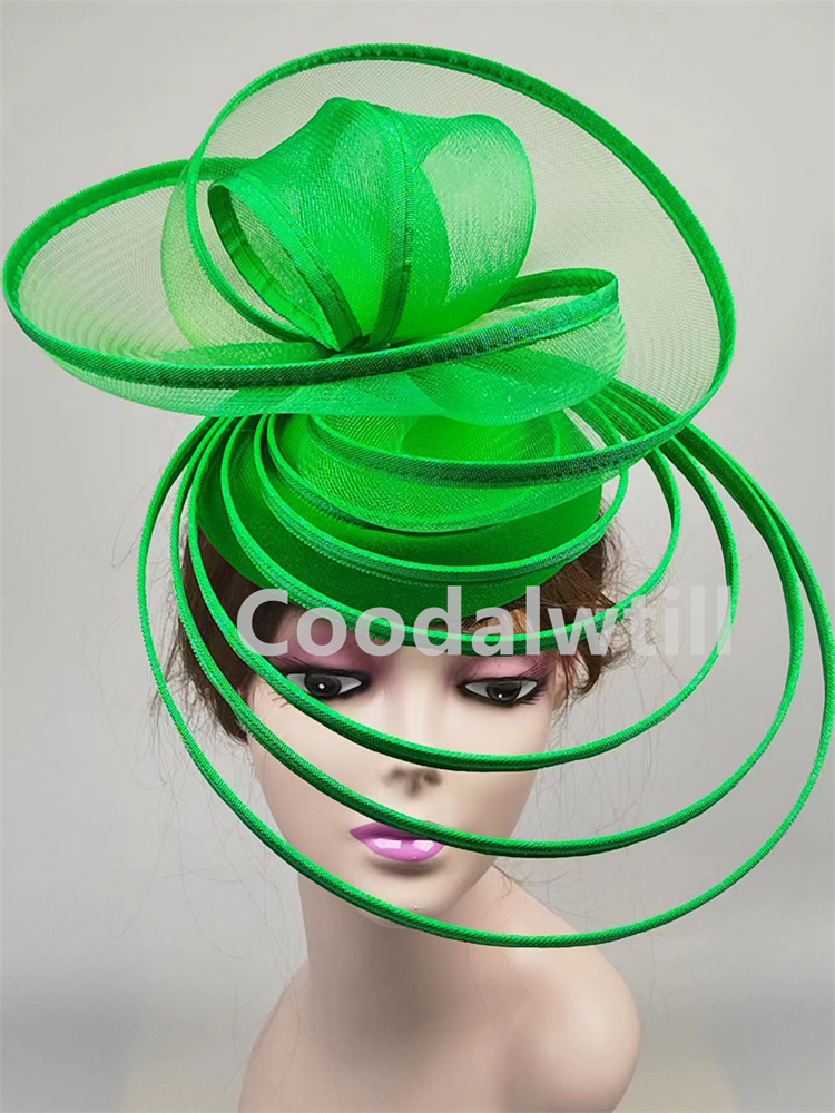 Kirche Fascinator Hütte Hochzeit Gittergewebe Kopfschmuck Frauen Party Bankett Chapeau Deckel Stirnband Damen Party Tee königlich Ascot Bunker Kappen: Grün