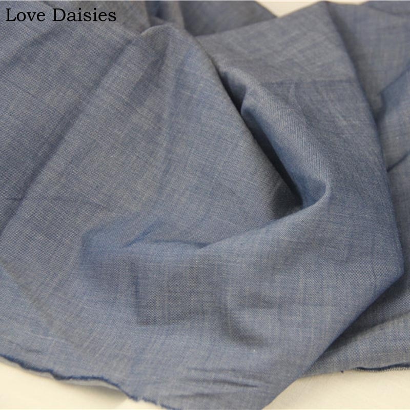 Lys mørkeblå tencel / bomull fast denim fint stoff til diy vår sommer klær undertøy kjole bukser vev
