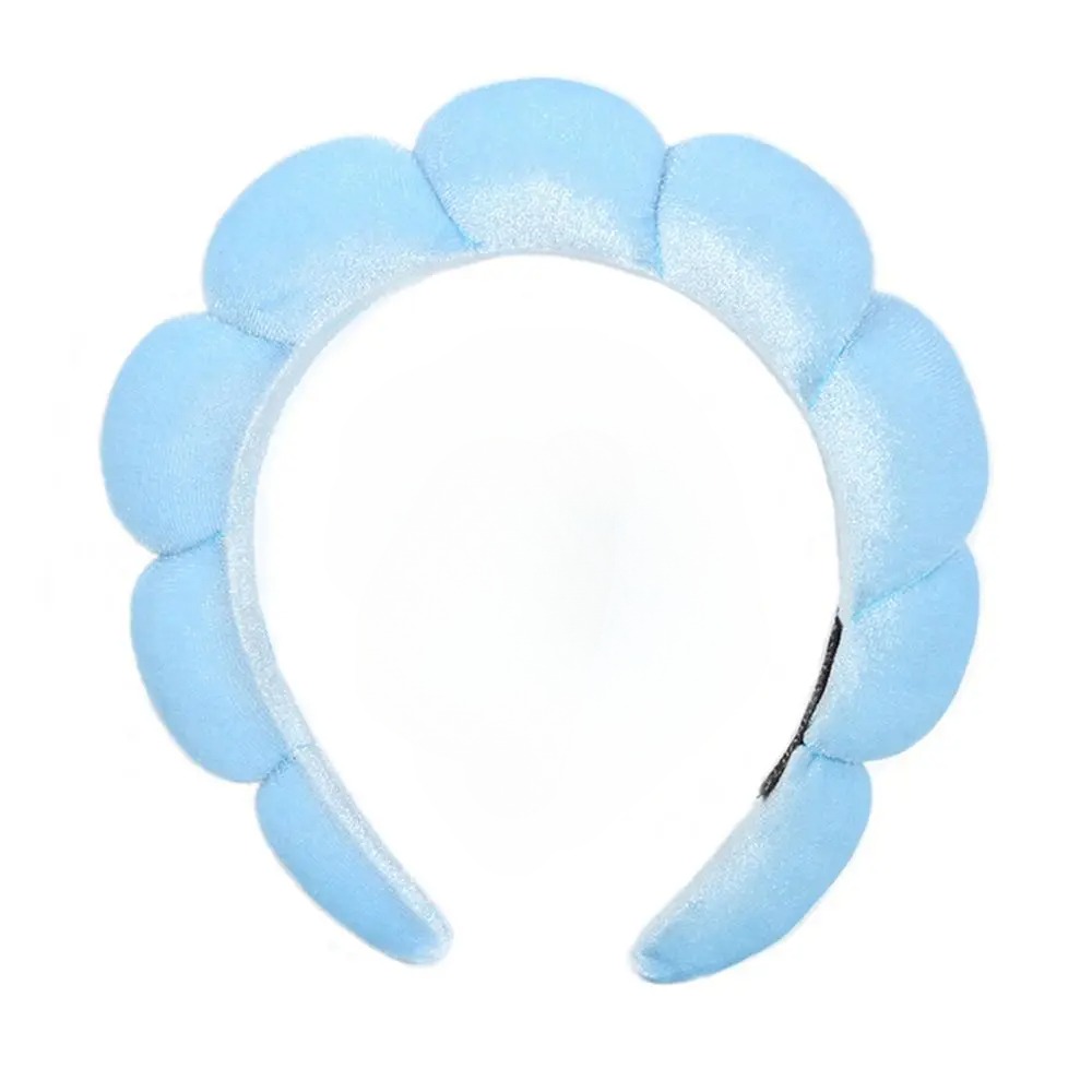 Spa Headband for Washing Face Wristband Set Sponge Makeup Skincare Headband Wrist Towels Bubble Soft Get Ready Hairband for Wome: black