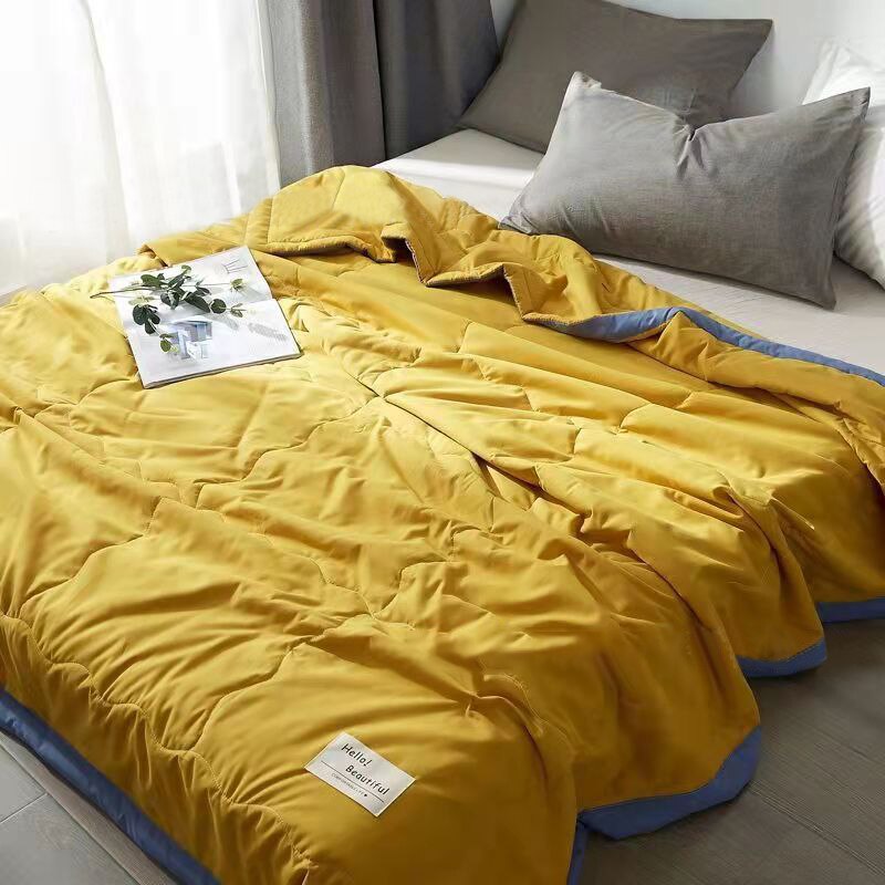 Washed Cotton Spring Fall Thin Quilt Summer Air-conditioning Comforter Soft Breathable Bed Blanket Solid Color Quilted Quilts