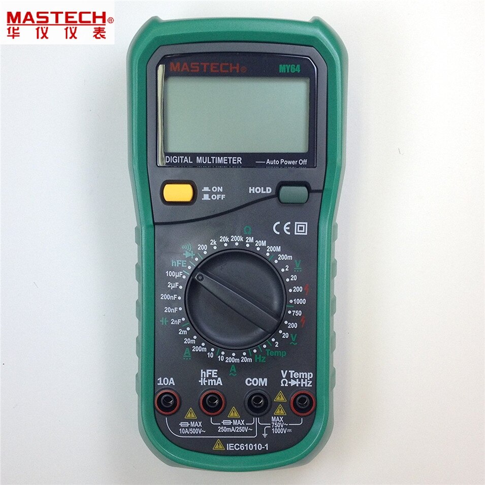 Mastech  my64 digital multimeter kapacitans temperaturmåler hfe tester med ac/dc spændingsstrøm modstand kapacitans test
