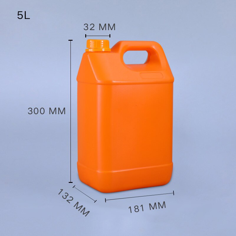 5 liter Thicken HDPE plastic Container with Lid Food Grade liquid jerry can Leakproof water bottle Honey barrel 1Pcs: orange