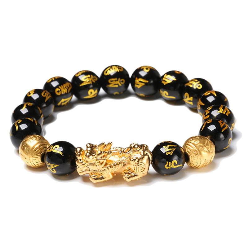 Schwarz Obsidian Reichtum Armbinde Einstellbar Mitteilungen Negativen Energien Armbinde mit Goldenen Pi Xiu Glück Wohlhabende Amulett Armbinde: Ursprünglich Titel