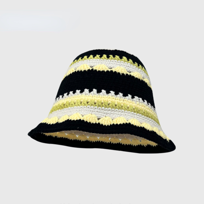 Autumn Crochet Korean Handmade Bucket Hat Women Weaving Knitted Hat Y2k Flowers Autumn Winter Beanies Basin Cap: MULTI