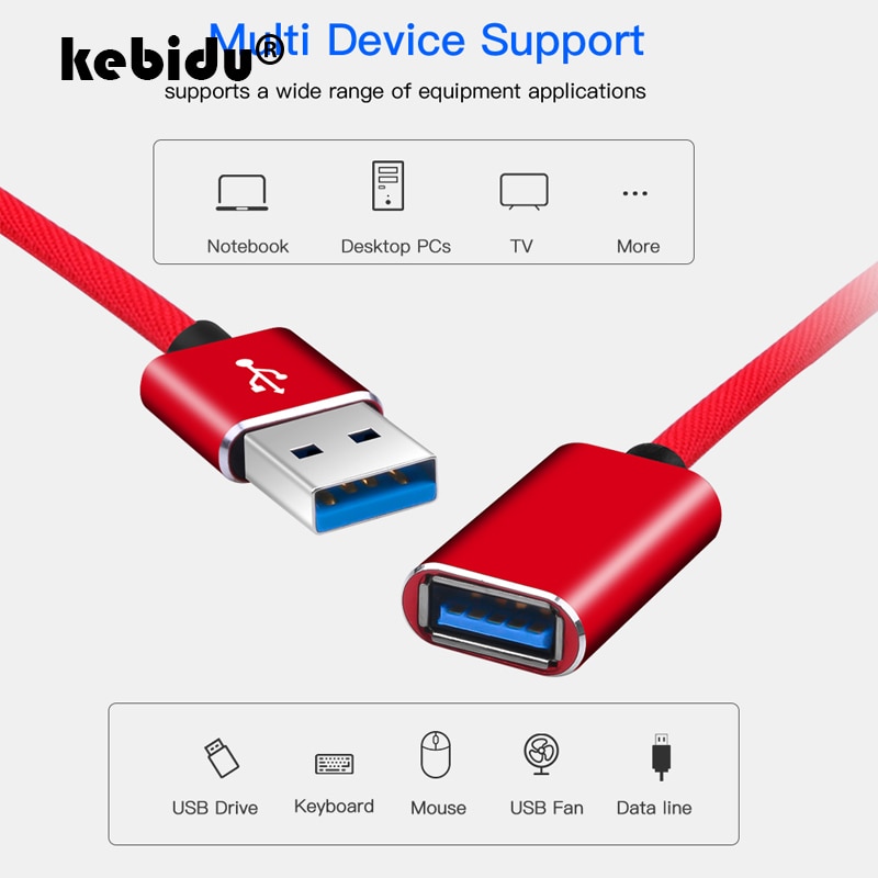 Kebidu USB2.0 Verlengkabel Usb 2.0 Kabel Man-vrouw Usb Data Sync Usb Oplader Extender Kabel Voor Pc Laptop U Disk Muis