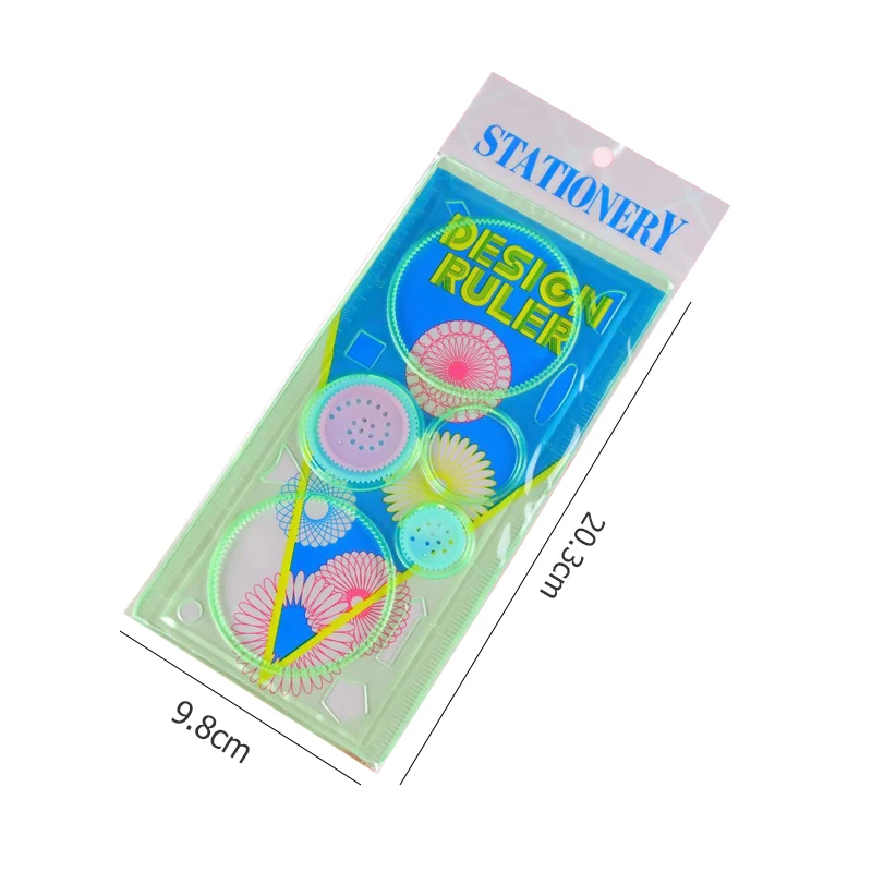 Modèles de peinture spirographe stylo à bille jouets de dessin pour enfants Puzzle art outil de bricolage multifonctionnel règle d'anniversaire TMZ: green
