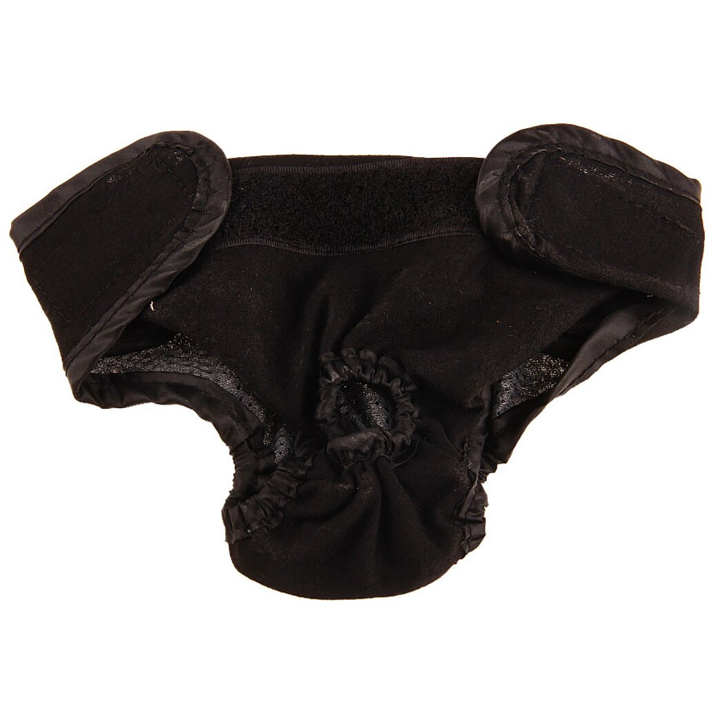 Pure Cotton Dog Diaper Reusable Adjustable Pet Diaper Dog Sanitary Pantie For Female Dogs Pet Cleaning Supplies: Black / M