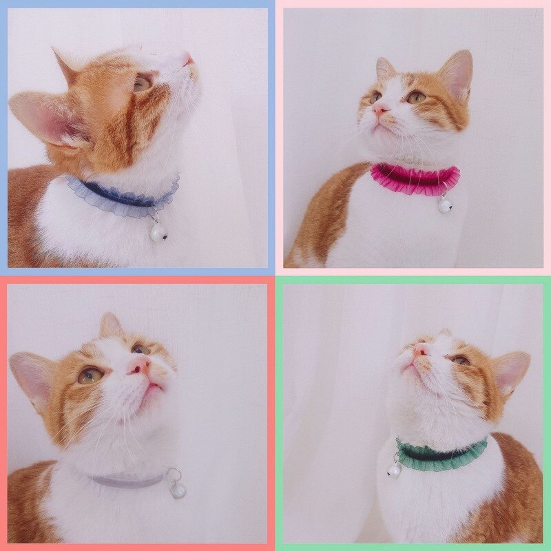 Pet Collar Velvet Lace Stretch Adjustable Pet Bell Collar Cat Dog Collar Necklace Dog