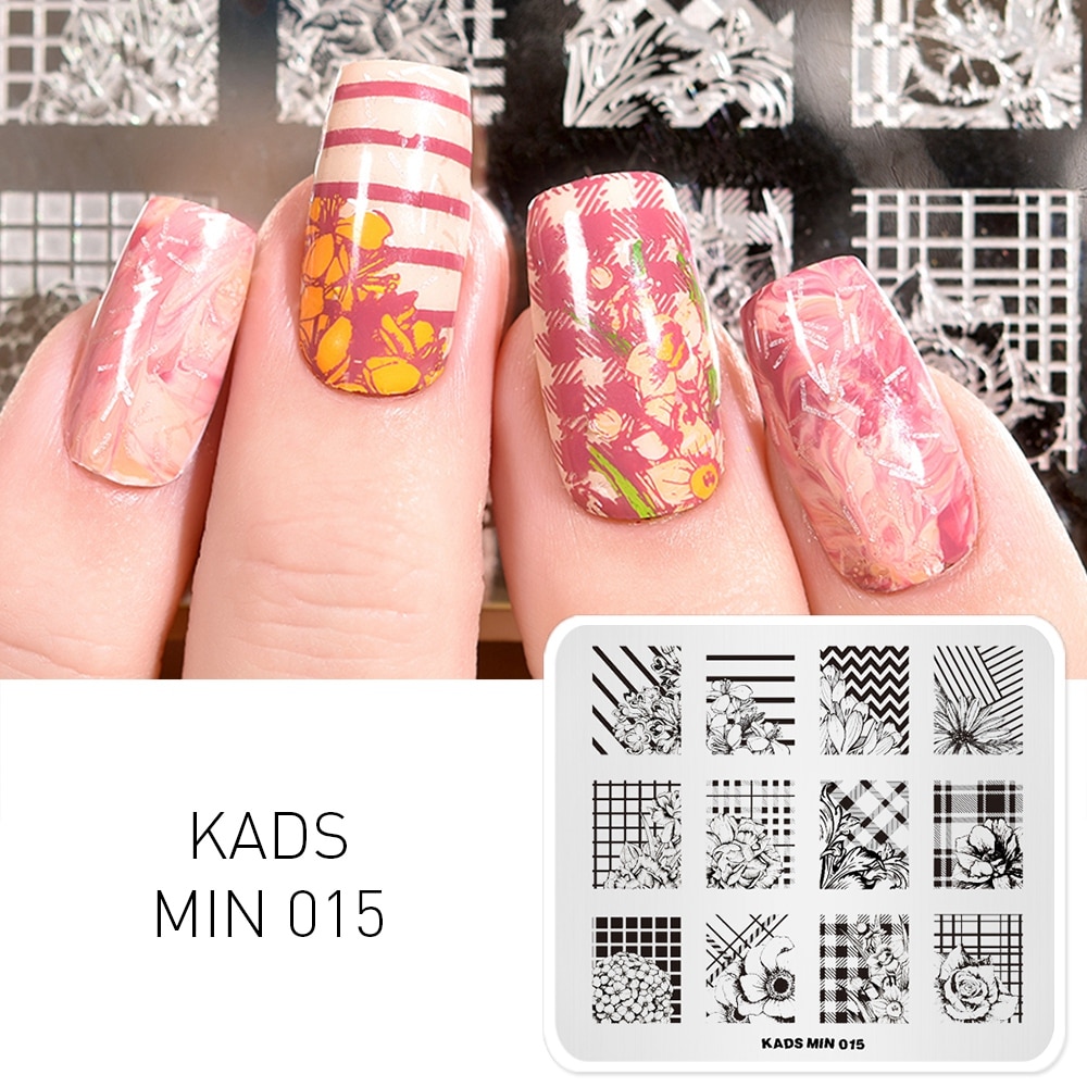 1pc negle stempel plade blonde blomster mønster nail art stempel skabelon gør det selv negle design manicure plader print stencil værktøjer