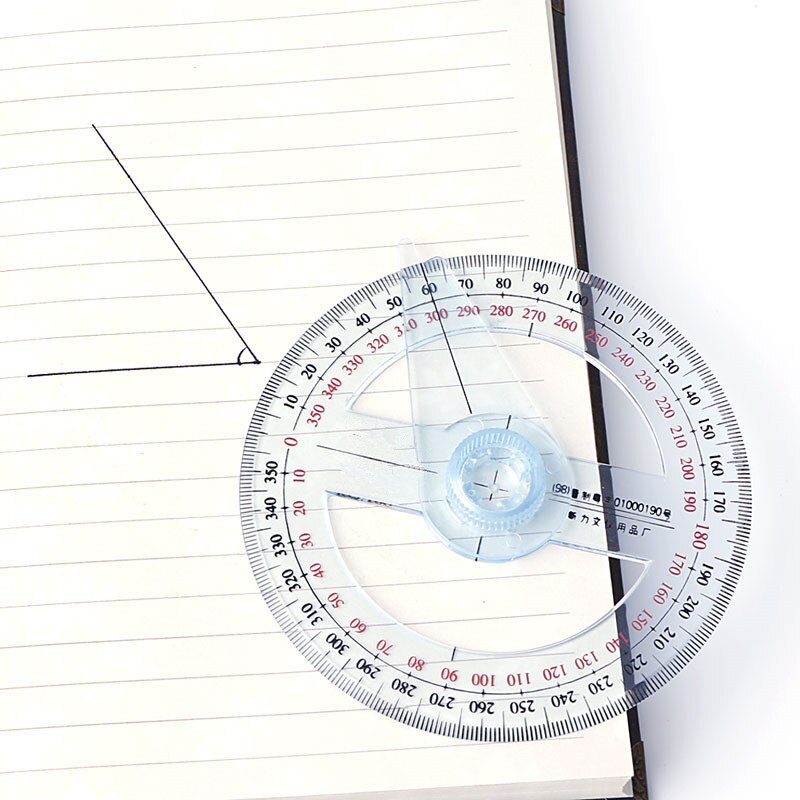 Plastic 360 Degree Protractor Ruler Angle Finder Swing Arm School Office