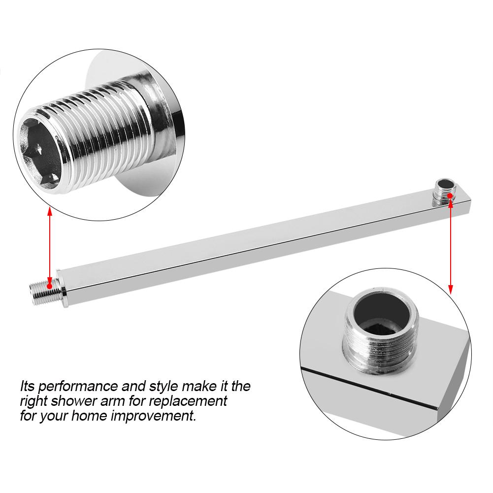 Stainless Steel Shower Extension Arm Wall Mounted Shower Holder Bar Bathroom Install Shower Head Bracket Fixed Pipe Mount Base