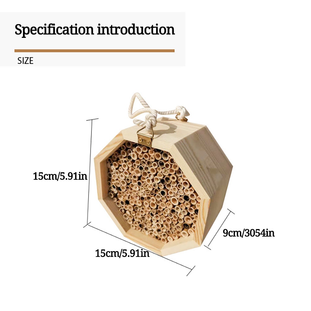 Wooden Bee House Set Tube Beekeeping Box Bees Nesting Box Garden Insect Box