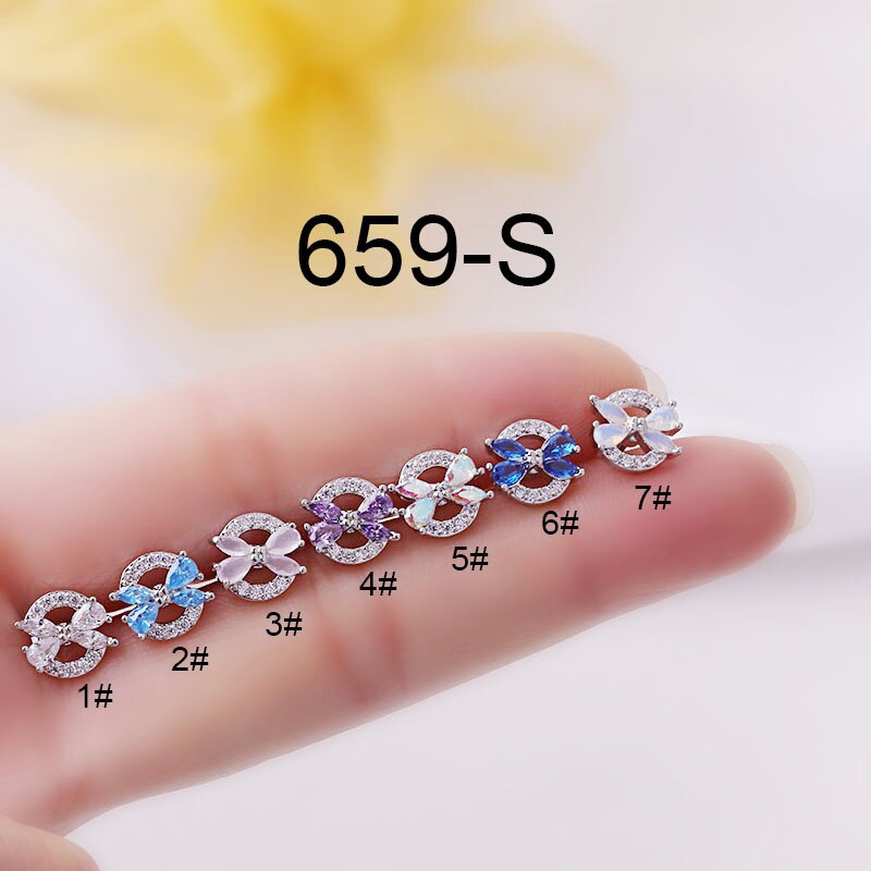 1 Stuk Kleur Zirkoon Stud Oorbellen 2022 Voor Vrouwen Koreaanse Mode Oor Manchetten Sieraden 0.8Mm Rvs Piercing Stud oorbellen