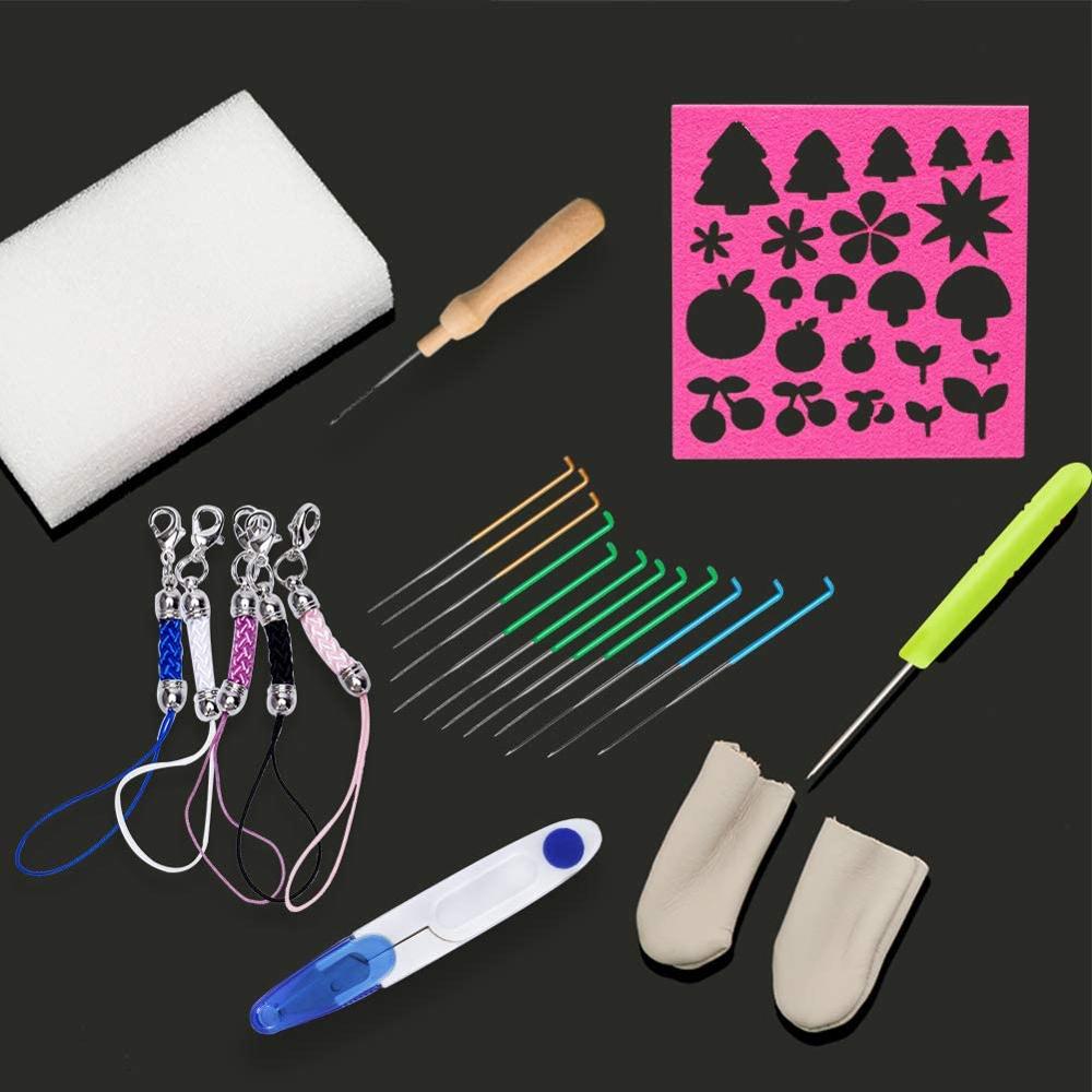 LMDZ Needle Felting Kit, Jupean Wool Felting Tool Kit, Felting Supplies with 24 Colors Felting Wool Roving, Felt Needles