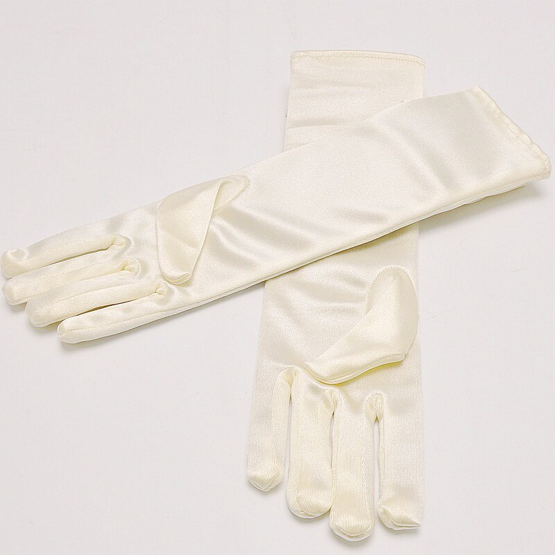 Long Princess Dance Stage Gloves Satin Kids Girls Wedding Dress Costume Accessories with Bow Children &#39;s Day Birthday Xmas