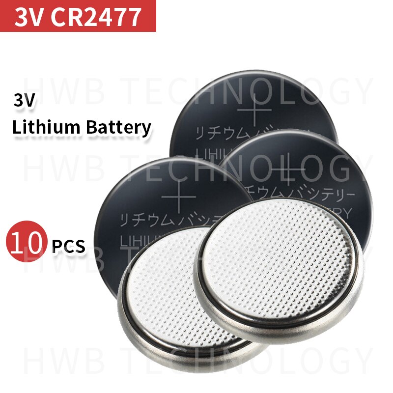 10pcs CR2477 3V 1000mAh Lithium Button Coin Batterij voor horloges, rekenmachine, zaklampen etc