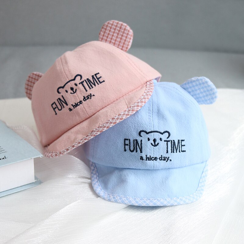 Cartoon Beer Baby Cap Met Oren Zachte Katoen Borduren Baby Meisje Jongen Kids Baseball Cap Lente Zomer Verstelbare Baby Zon hoed