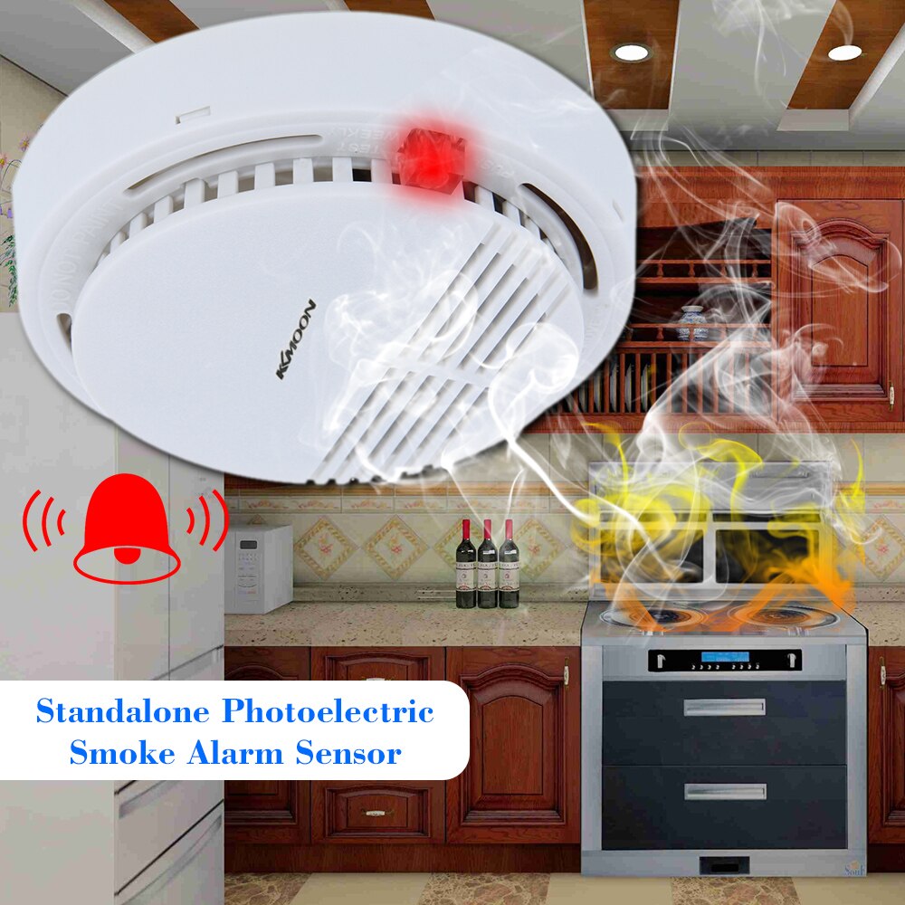 Standalone Photoelectric Smoke Alarm Home Security System for Home Kitchen 9V Fire Smoke Detector Sensor