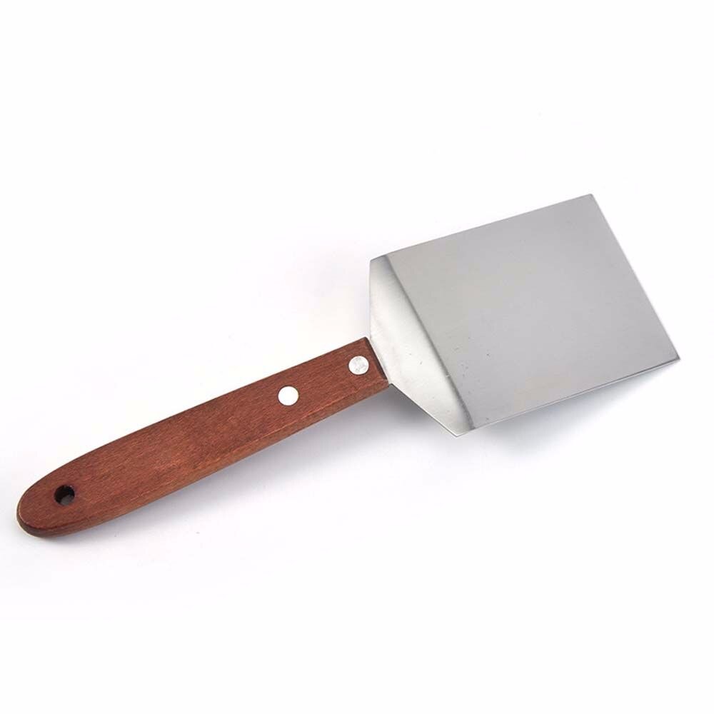 Stainless Steel Spatula with Wood Handle Small Square Spatula Kitchen Cooking Baking Scraper Turner