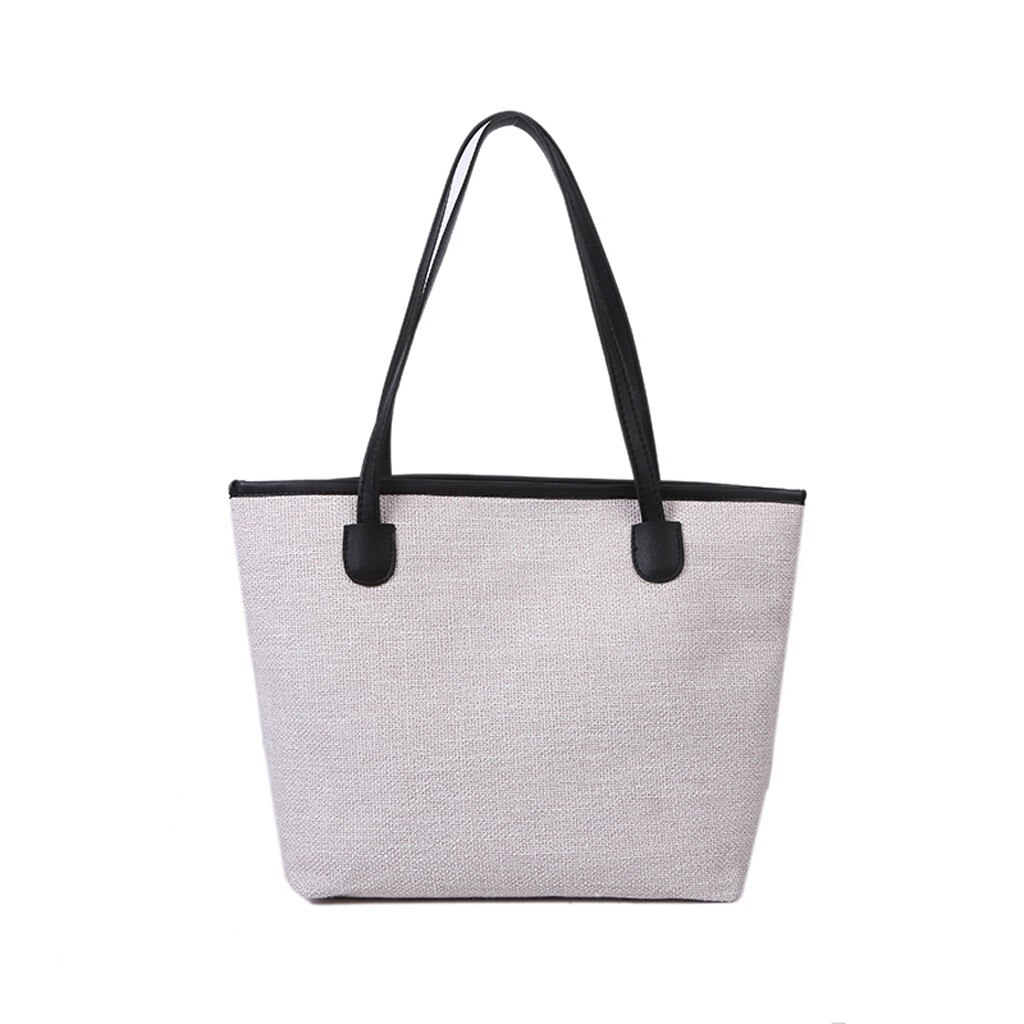 Large Capacity Canvas Tote Bag Cotton Fabric Cloth Reusable Shopping Bag Women Beach Handbags Solid Shoulder Bags Big Totes: WHITE