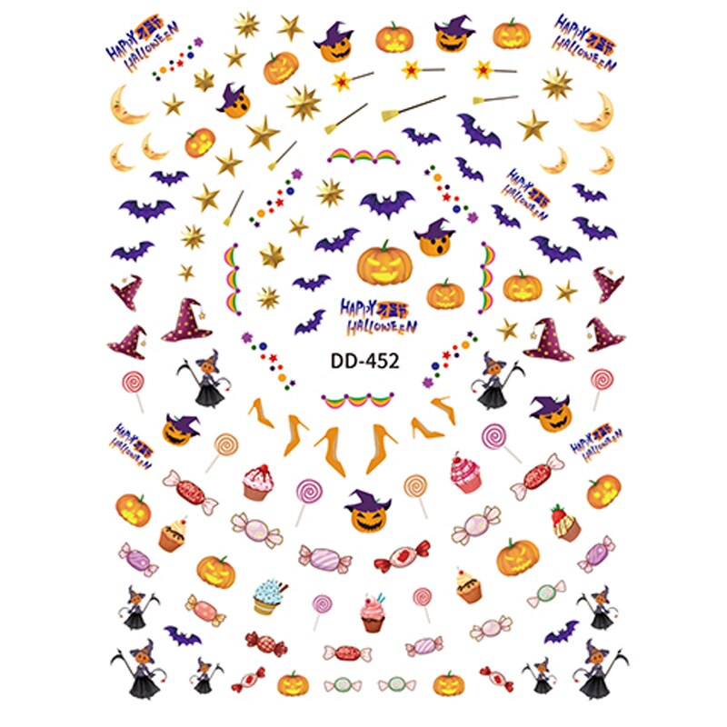 10 st märkes nagelklistermärke nagelklistermärke halloween jul nageltryck nageldekoration ハロウィンネイルステッカー
