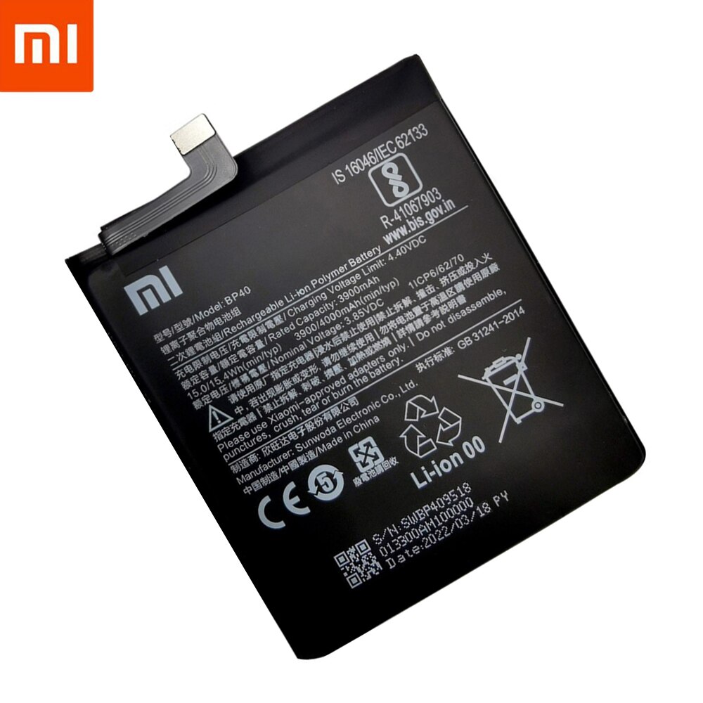 100% Original Battery For Xiaomi Redmi K20 Pro / Mi 9T Pro 3900mAh BP40 Replacement Li-ion Polymer Phone Battery Repair Parts