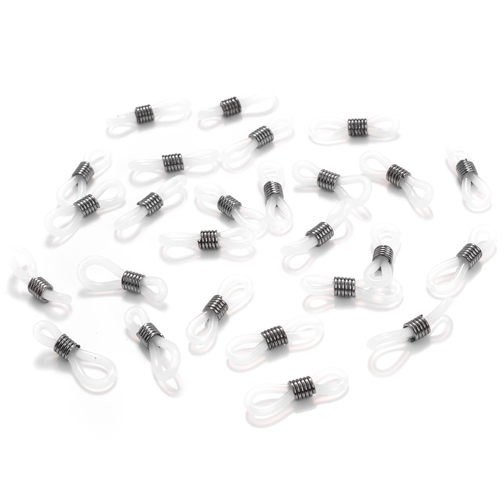 50 Uds. Conector de gancho para la oreja para gafas, cadena para gafas, extremos de retenedor, soporte para cable de cuerda, retenedor de correa, accesorios de bucle final: Plata