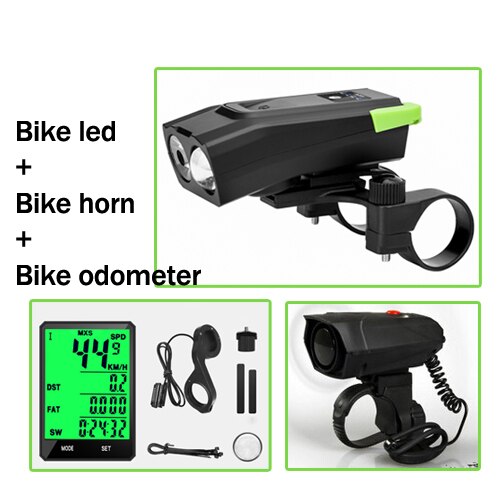 Campanello per bici anello elettronico avvisatori acustici faro per Computer 3 in 1 120DB accessori per biciclette con allarme ad aria forte: 3 IN 1