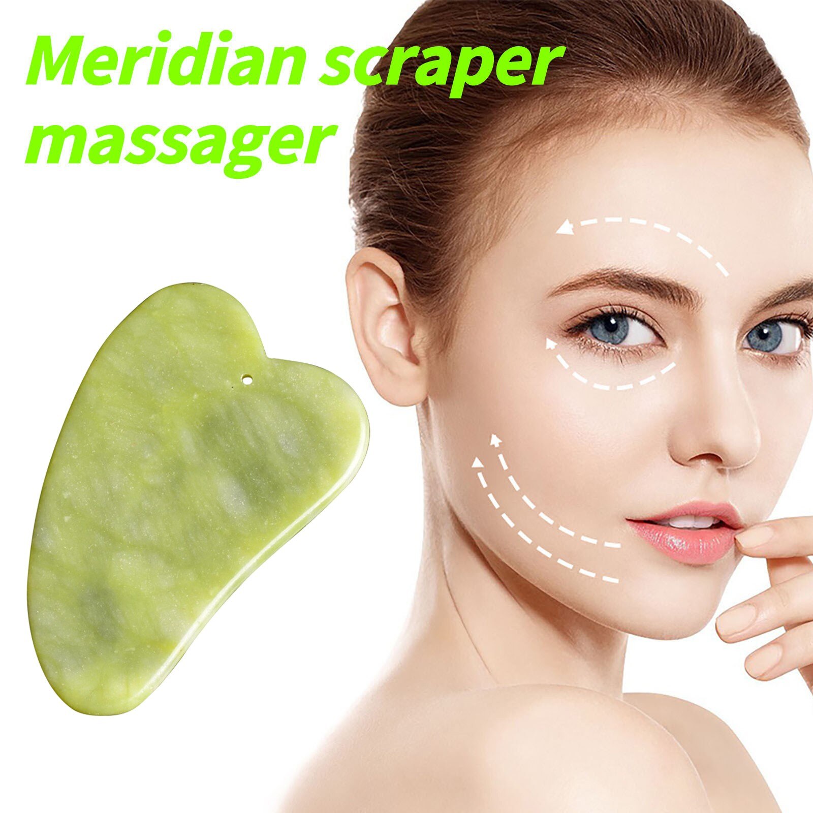 Natuurlijke Jade Gezicht Stimulator Gua Sha Schraper Board Gezicht Guasha Meridiaan Spier Ontspanning Huid Lifting Gezicht Dunne Gouache Schraper