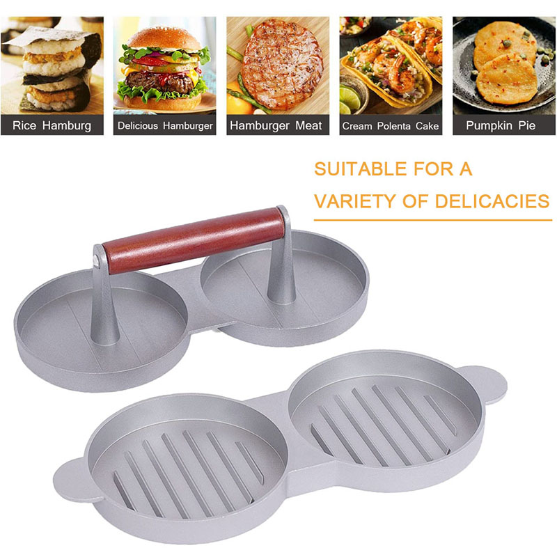 TEENRA Round Shape Hamburger Press Aluminum Alloy Burger Patty Maker Non-stick Hamburger Meat Beef Grill Press Kitchen Meat Tool