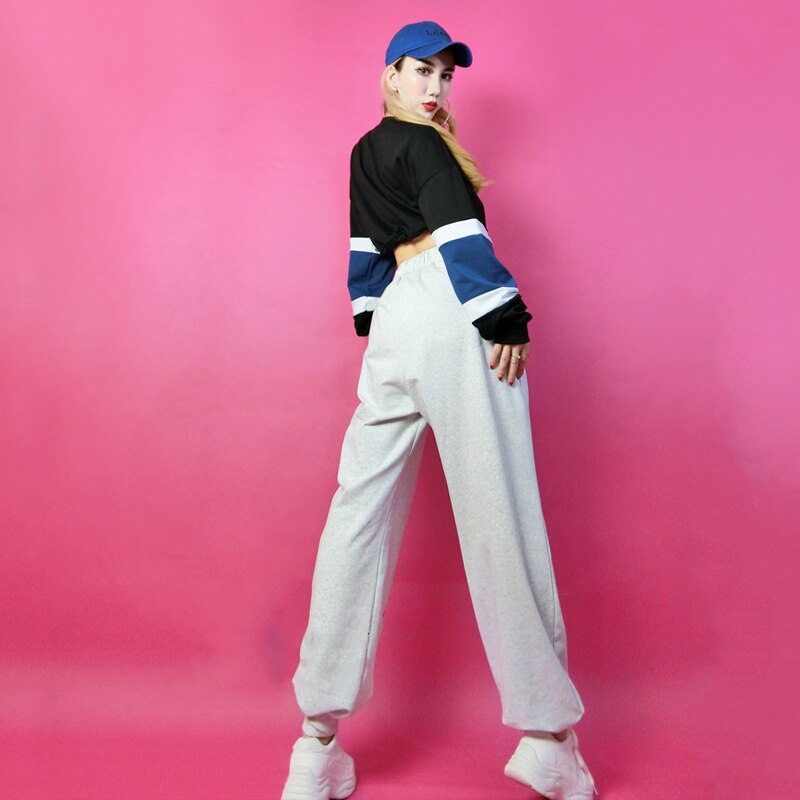 Hip Hop Dance Clothes For Women Sweatshirt Tops Sport Pants Jazz Performance DJ Costume Adult Hip Hop Street Rave Wear DNV14221