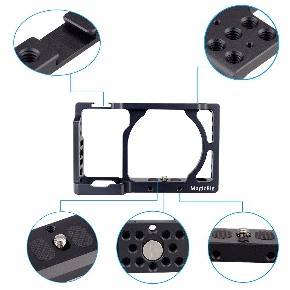 MAGICRIG DSLR Camera Cage with Top Handle for Sony A6400/ A6500/ A6300/ A6000 Camera to Mount Microphone Monitor Flash LED Light