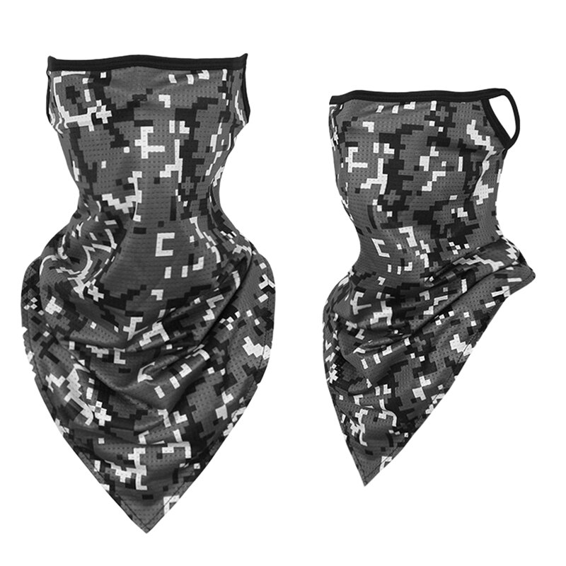 Triangle Ice Silk Scarf Casual Triangle Scarf Neck Gaiter Camouflage Printed Scarves For Adults: Dark Gray Plaid