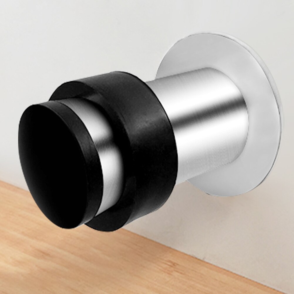 Stainless Steel Home Door Stopper Floor Protectors Furniture Bathroom Buffer Cylinder Rubber Wedge Glass Fixing Tool Punch Free: B