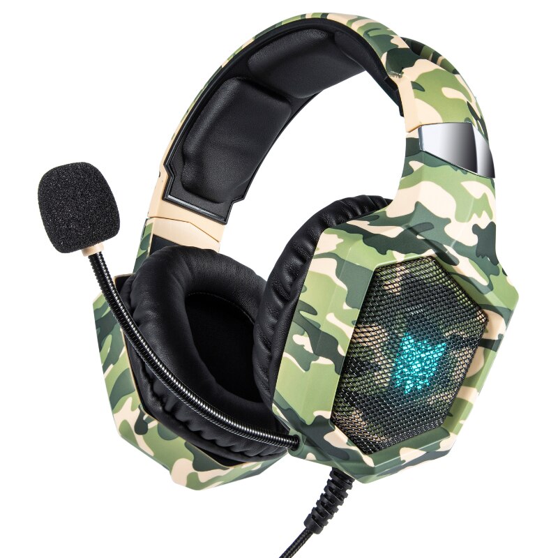 ONIKUMA K8 Gaming Headphones Camouflage Casque Wired PC Gamer Stereo Game Headset With Mic LED Light For PS4 PC XBox One Laptop